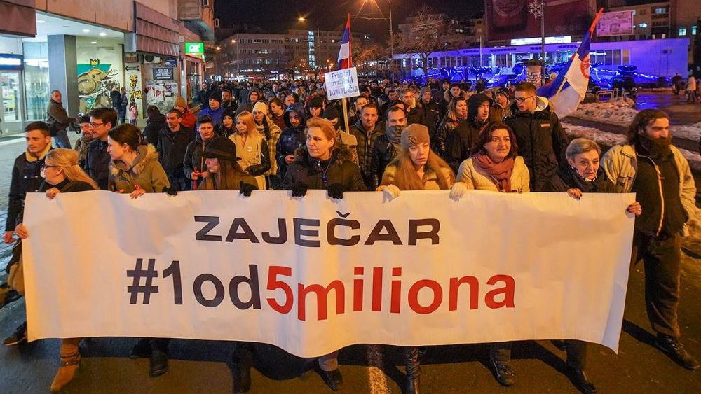 Četvrti građanski protest "1 od 5 miliona" u Zaječaru 8. februara 1