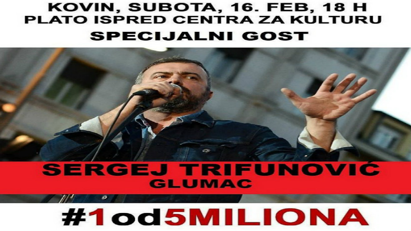 Prvi protest u Kovinu sutra, među govornicima i Sergej Trifunović 1