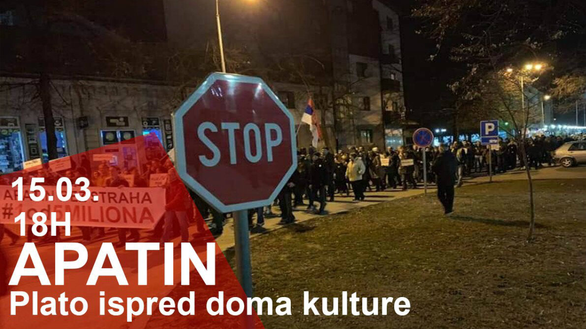 Sedma protestna šetnja "1 od 5 miliona" u Apatinu 15. marta 1