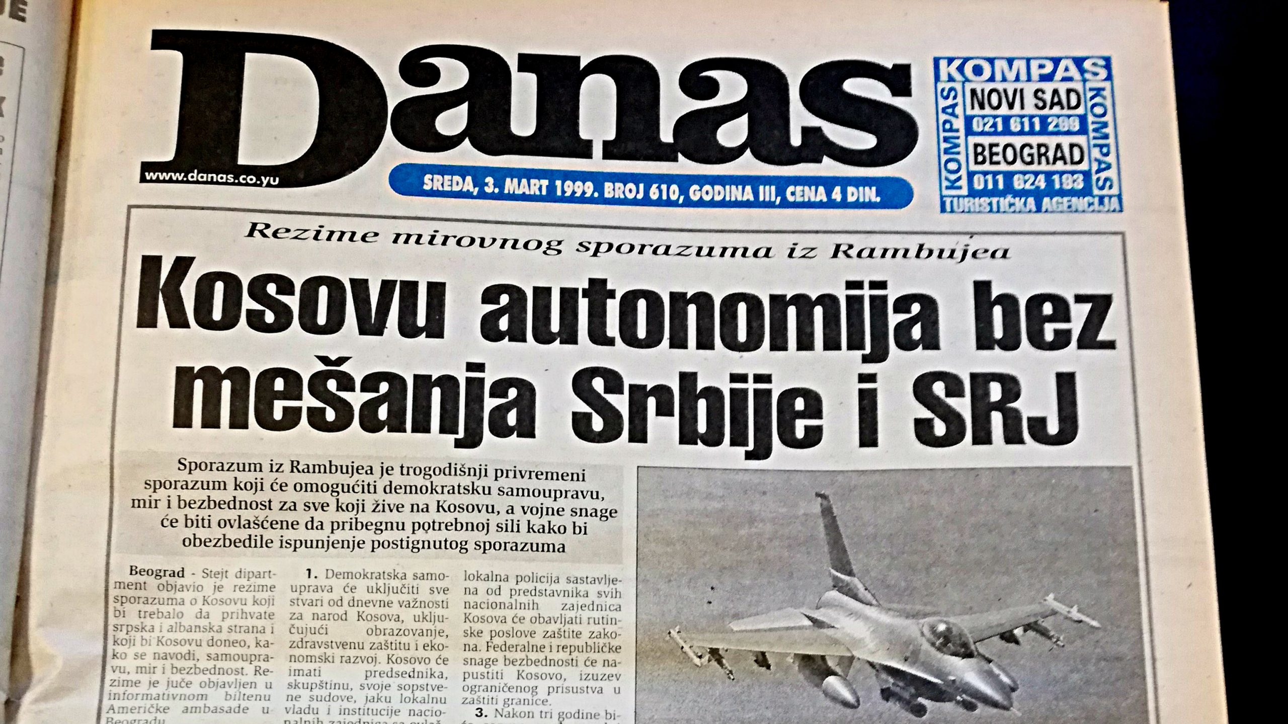 Danas (1999): Pregovori u Rambujeu neizvesni, bombardovanje na pomolu 1