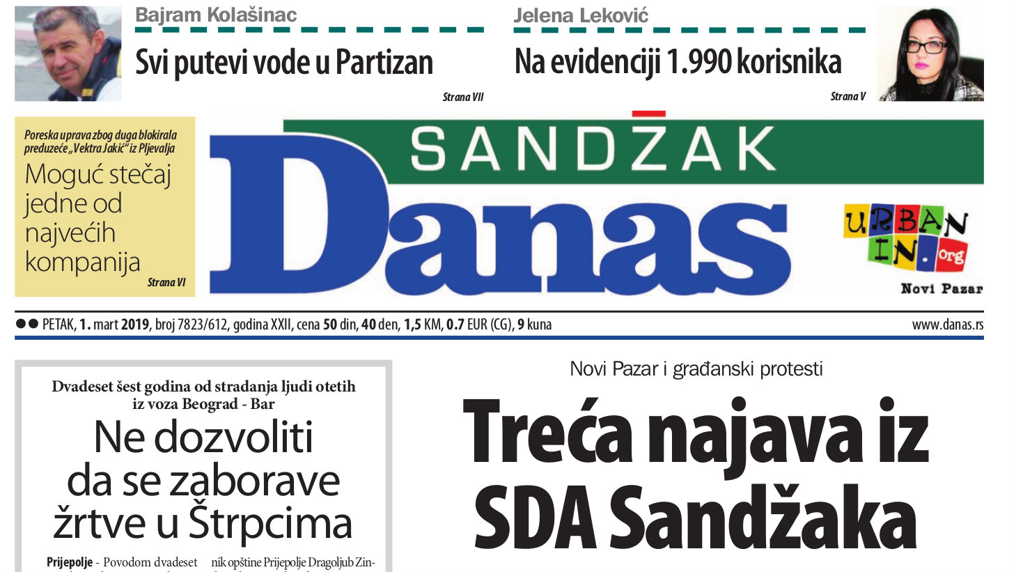 Sandžak Danas - 1. mart 2019. 1