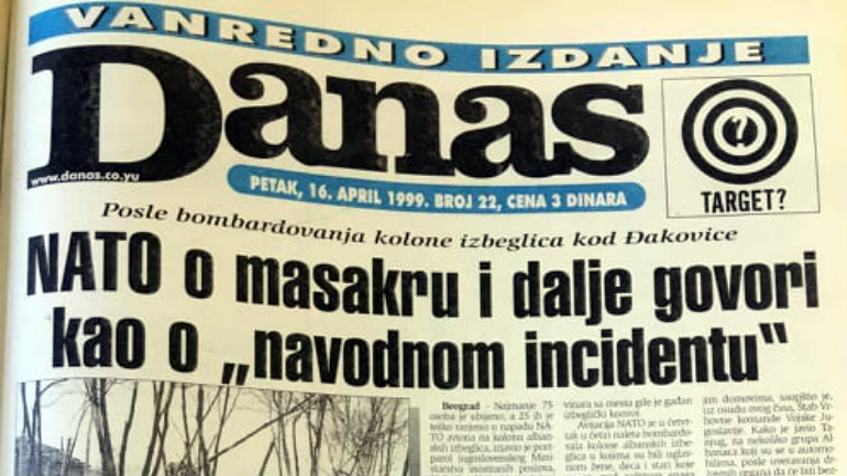 Danas (1999): Poginula Milica Rakić, sa Kosova izbeglo 600.000 ljudi 1