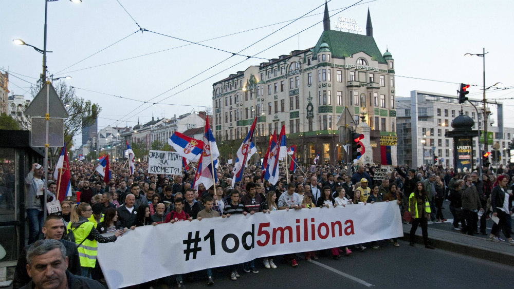 Obeležavanje šest meseci od prvog protesta u Beogradu 8. juna 1