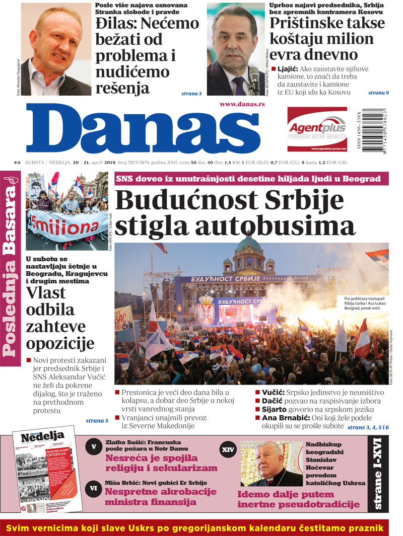 Naslovna za 20. april 2019. 1