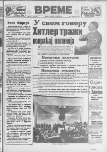 Kako su jugoslovenski listovi 1939. izveštavali o Hitlerovom velikom govoru? 2