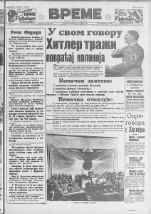 Kako su jugoslovenski listovi 1939. izveštavali o Hitlerovom velikom govoru? 2