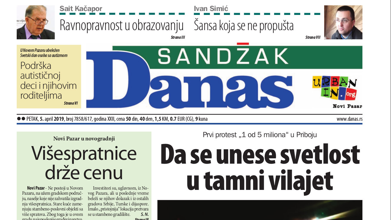 Sandžak Danas - 5. april 2019. 1