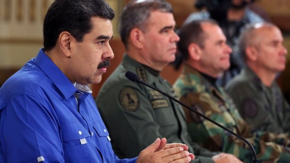 Kriza u Venecueli: Maduro prkosno tvrdi da Gvaidov „puč” nije uspeo 2 Maduro sa visokim vojnim zvaničnicima, 2019.