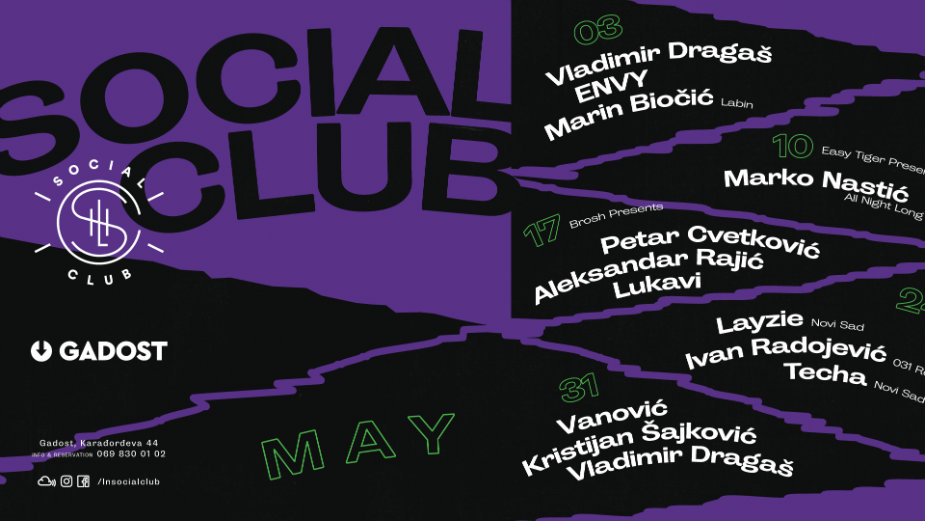 Poslednji mesec žurki Social Club za ovu sezonu započinje 3. maja 1