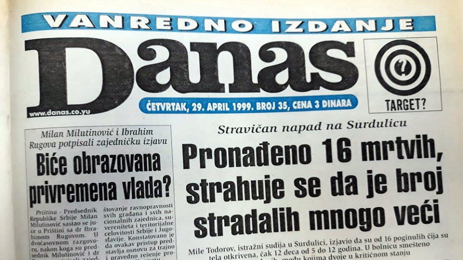 Danas (1999): Pogođena zgrada Novosadske televizije 1