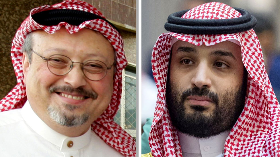 Spojene fotografije Džamala Kašogija (levo) i Muhameda bin Salmana (desno)