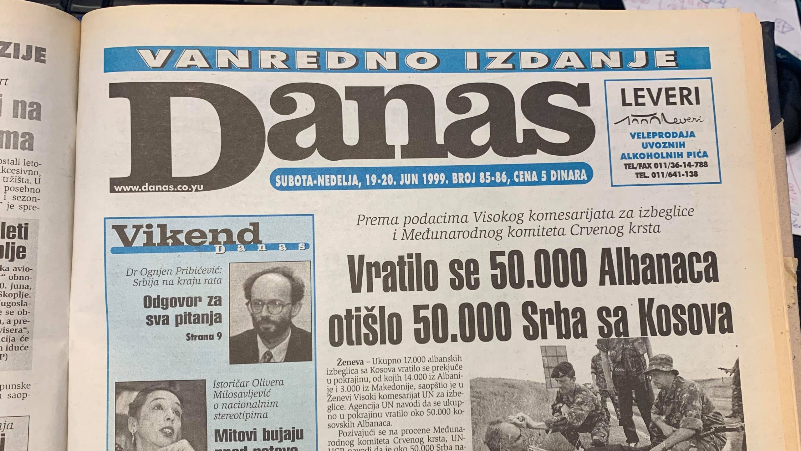 Danas (1999): Bombardovanje zvanično završeno 1