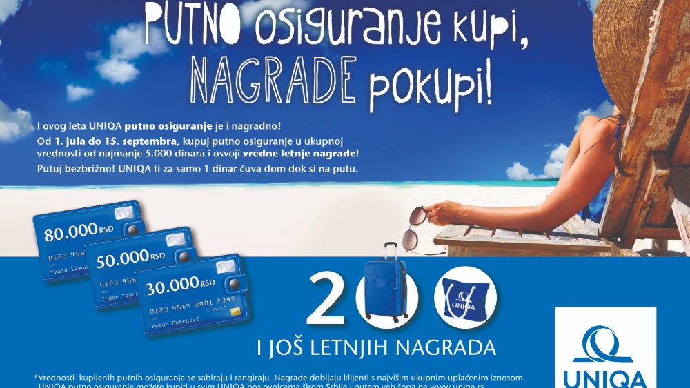 UNIQA putno osiguranje kupi - nagrade pokupi 1