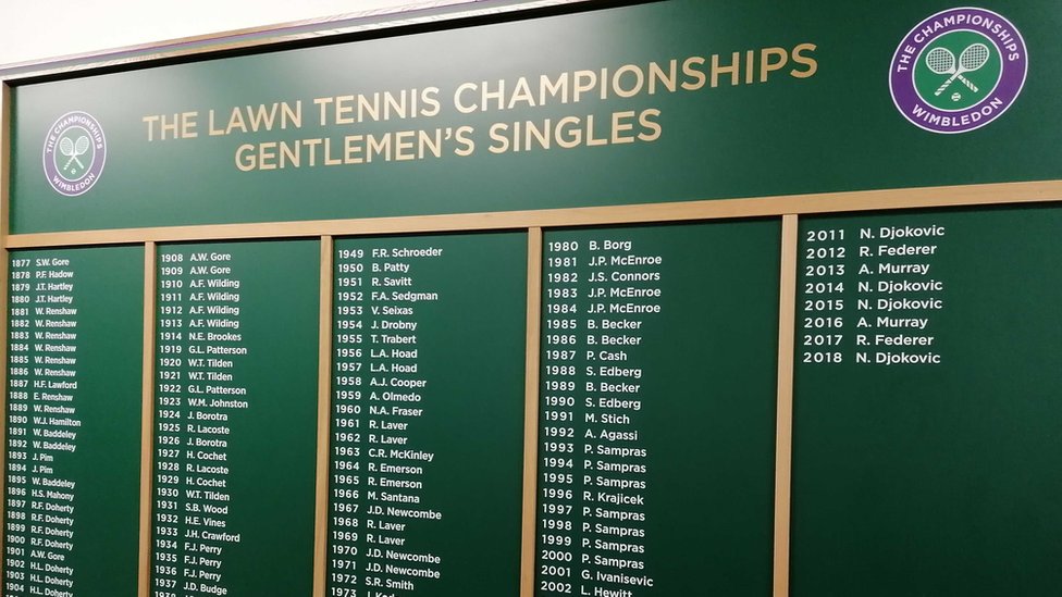 Tabla sa svim bivšim pobednicima koja se nalazi u okviru centralnog terena