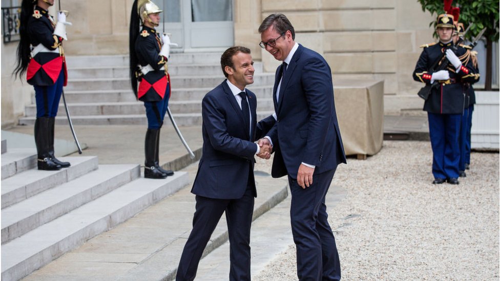 Emanuel Makron i Aleksandar Vučić u Parizu, 2018.