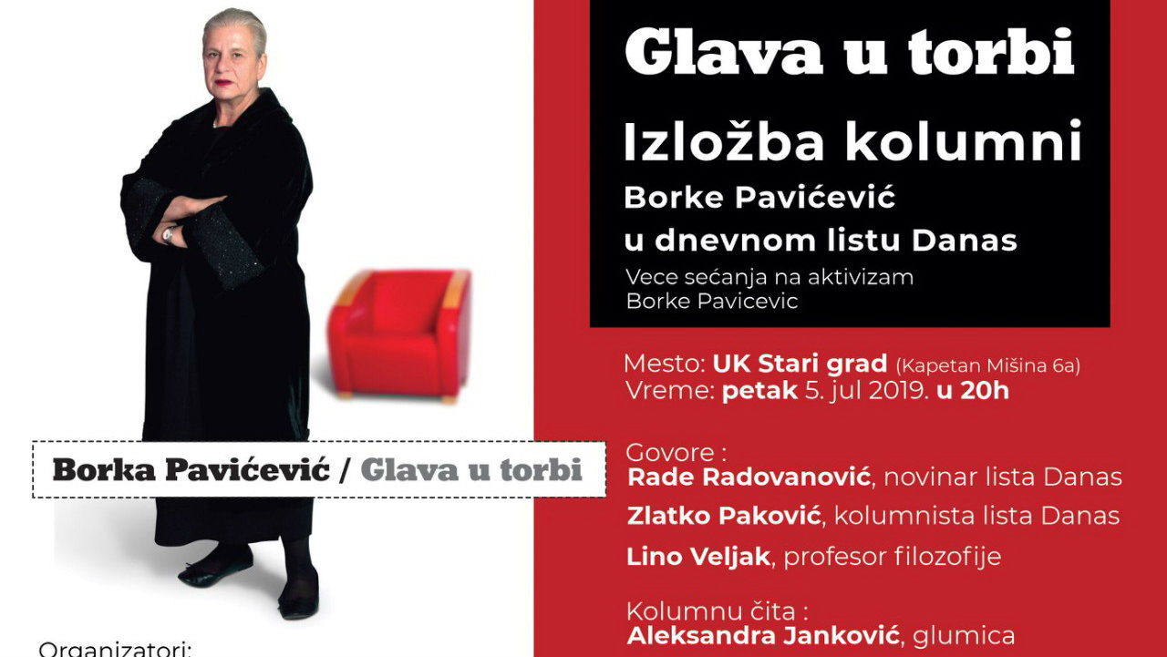 Veče sećanja na aktivizam Borke Pavićević 5. jula u UK Stari grad 1