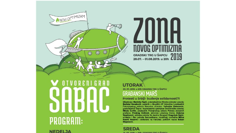 Zona Novog Optimizma i ovog leta u Šapcu od 28. jula do 1. avgusta 1