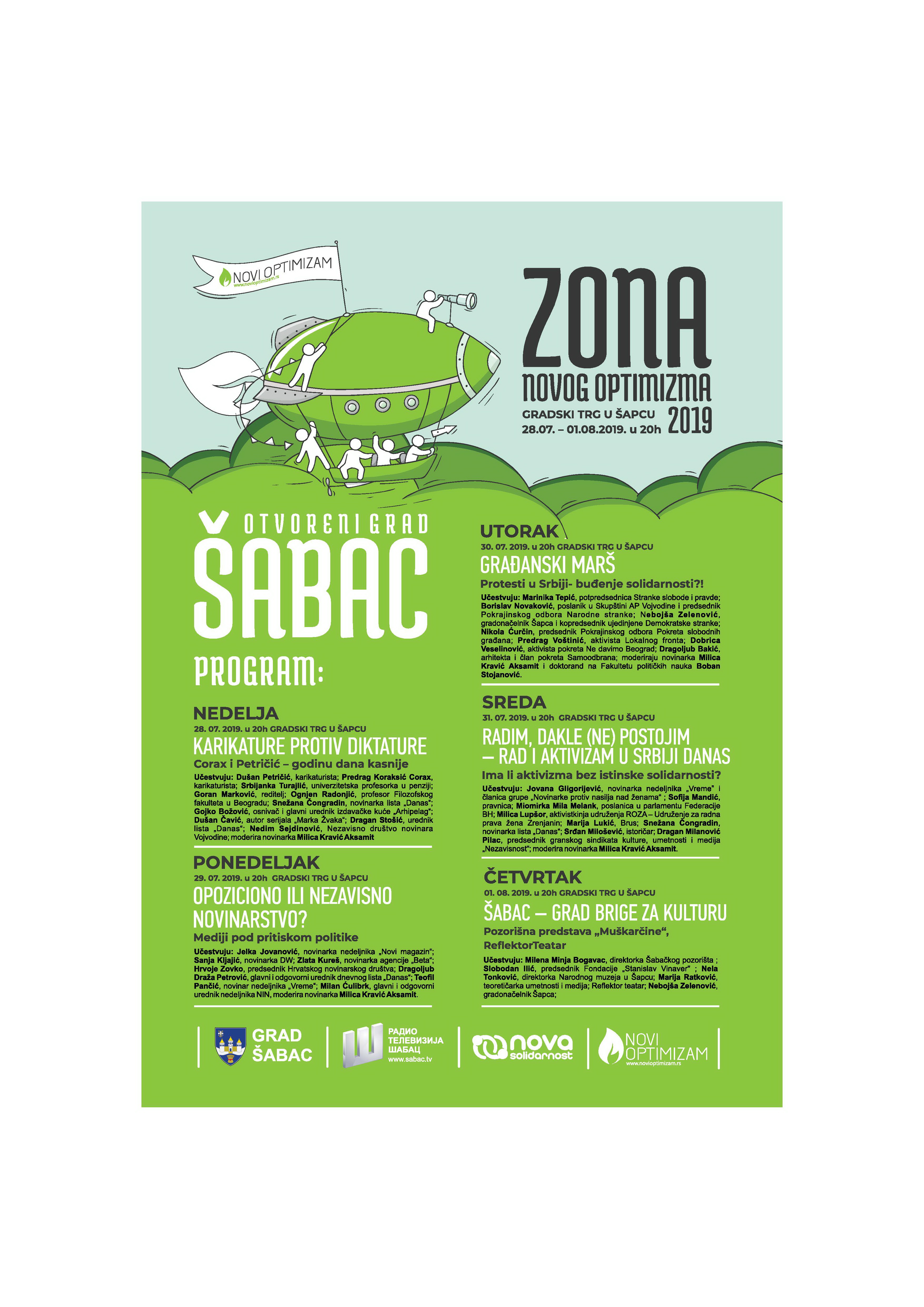 Zona Novog Optimizma i ovog leta u Šapcu od 28. jula do 1. avgusta 2