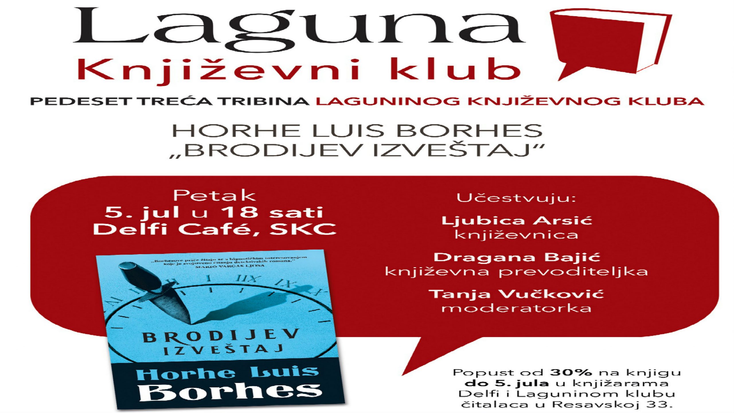 O Borhesu u okviru Laguninog književnog kluba 5. jula u knjižari Delfi SKC 1 O Borhesu u okviru Laguninog književnog kluba 5. jula u knjižari Delfi SKC 1