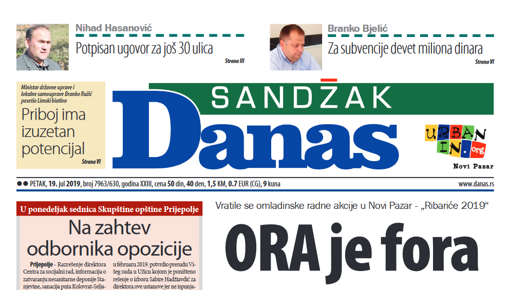 Sandžak Danas - 19. jul 2019. 1