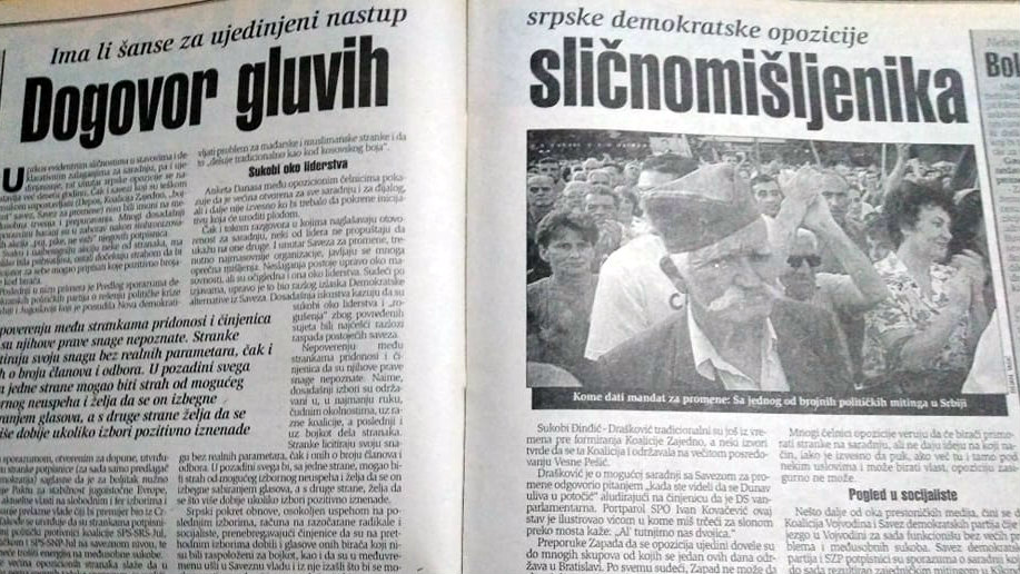 Kakve su bile šanse za ujedinjeni nastup srpske opozicije pre 20 godina? 1