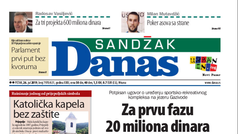 Sandžak Danas - 26. jul 2019. 1
