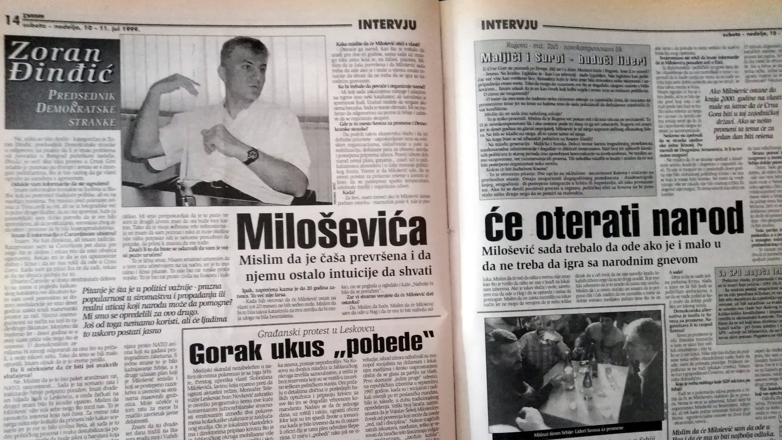 Zoran Đinđić (1999): Miloševića će oterati narod 1