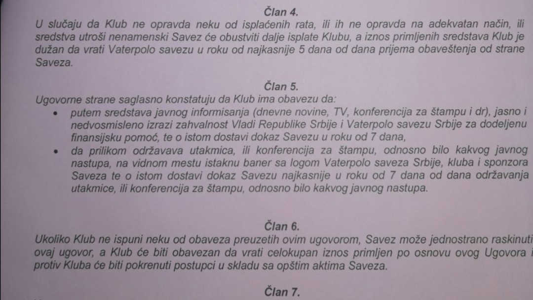 Vaterpolo klubovi u obavezi da preko medija zahvale Vladi na pomoći 2 Vaterpolo klubovi u obavezi da preko medija zahvale Vladi na pomoći 2