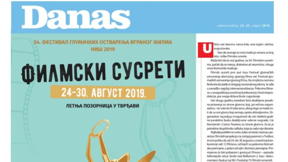 Specijalni dodatak lista Danas o 54. Fimskim susretima u Nišu (PDF) 1