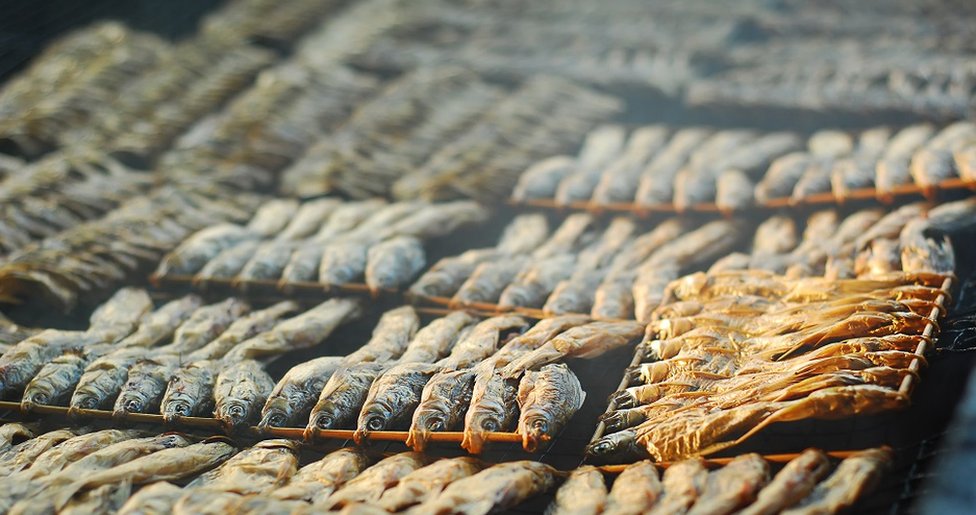 Traditional Thai smoked dried fish, to preserve food.