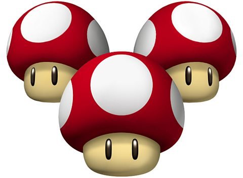 Mario's iconic mushrooms