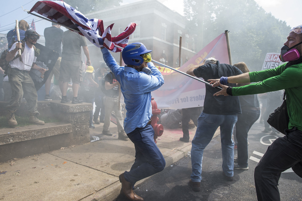 White supremacists clash with counter-protesters