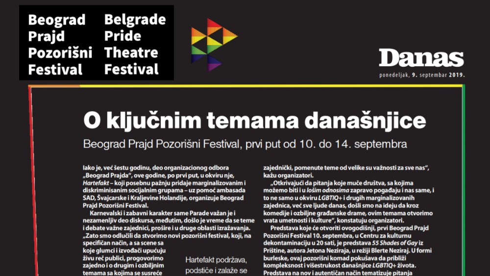 Specijalni dodatak lista Danas o Beograd Prajd Pozorišnom Festivalu (PDF) 1