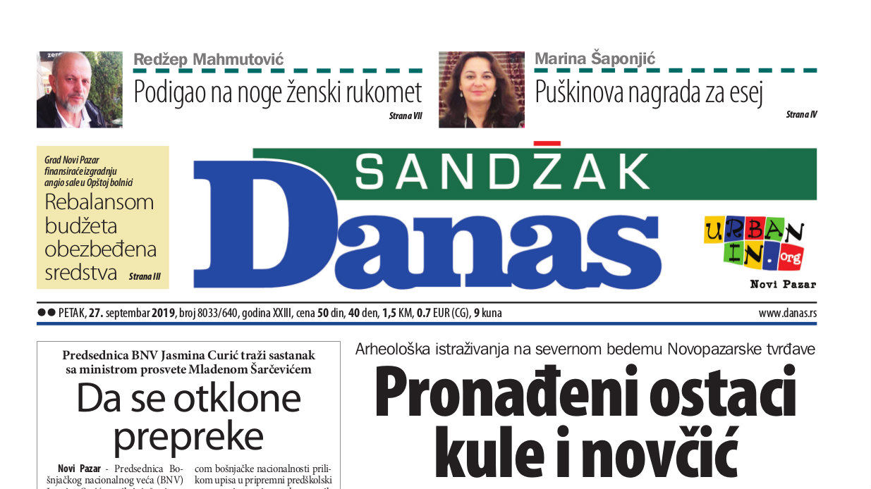 Sandžak Danas – 27. septembar 2019. 1 Sandžak Danas – 27. septembar 2019. 1