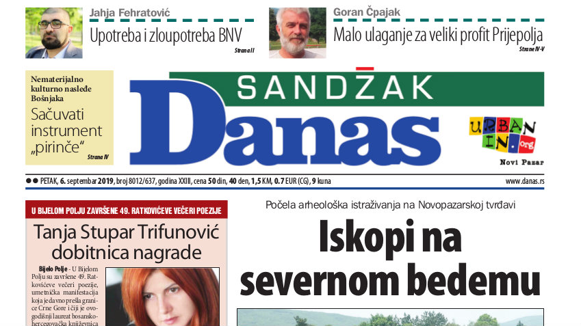 Sandžak Danas - 6. septembar 2019. 1 Sandžak Danas - 6. septembar 2019. 1