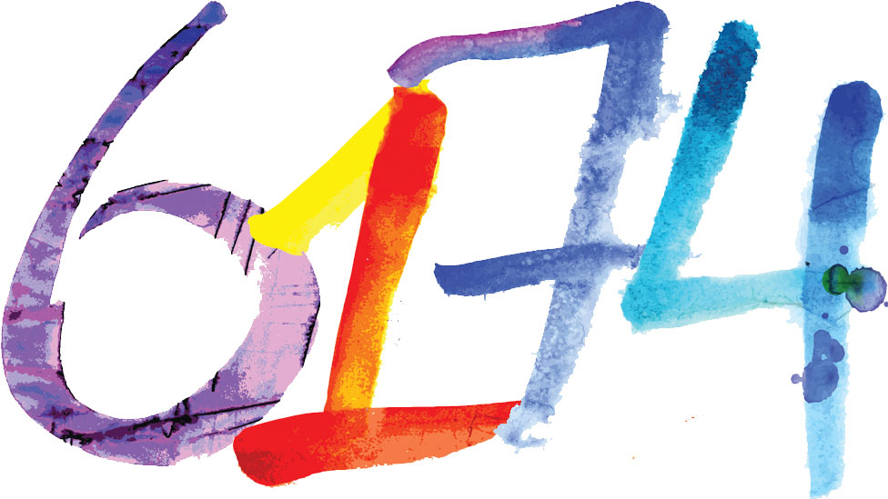 The number 6174, written down in multi-tone watercolours