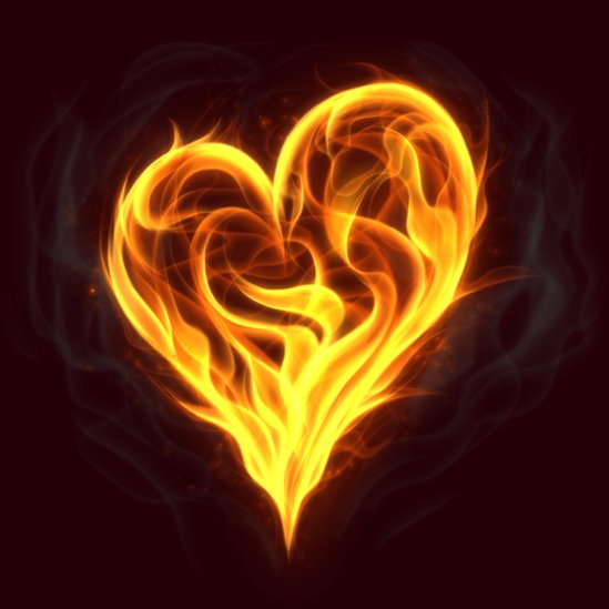 Illustration of heart symbol made of fire