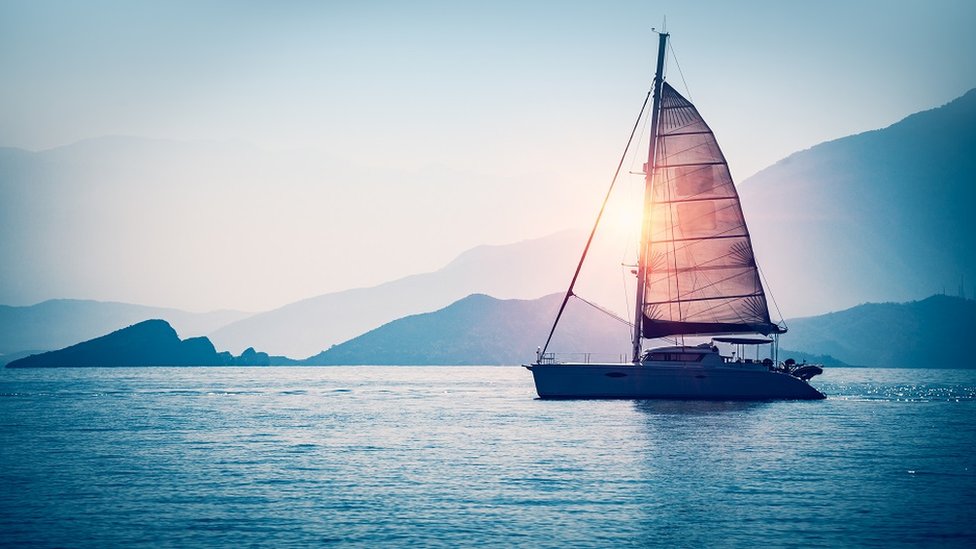 A sail boat on the Mediterranean sea