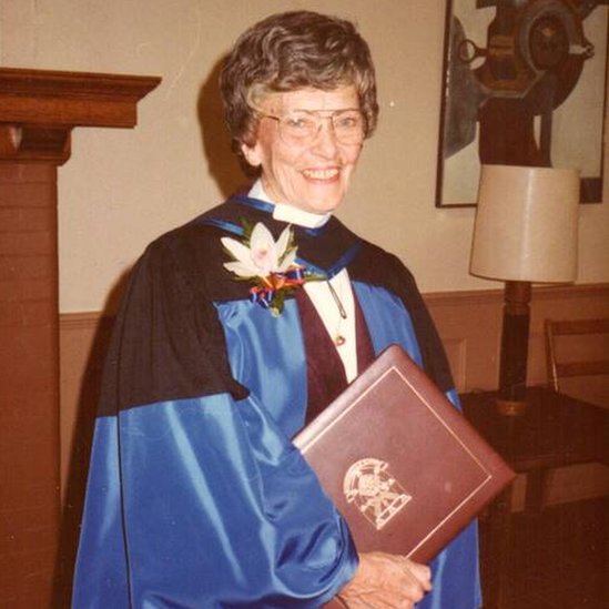 Dr Peters receiving an honorary doctorate degree from Queen's University in 1983