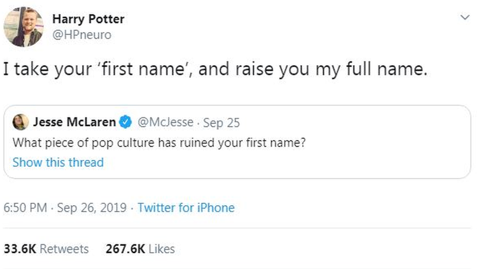 Hari Poter i druga poznata imena 2 Screenshot of Harry's Tweet