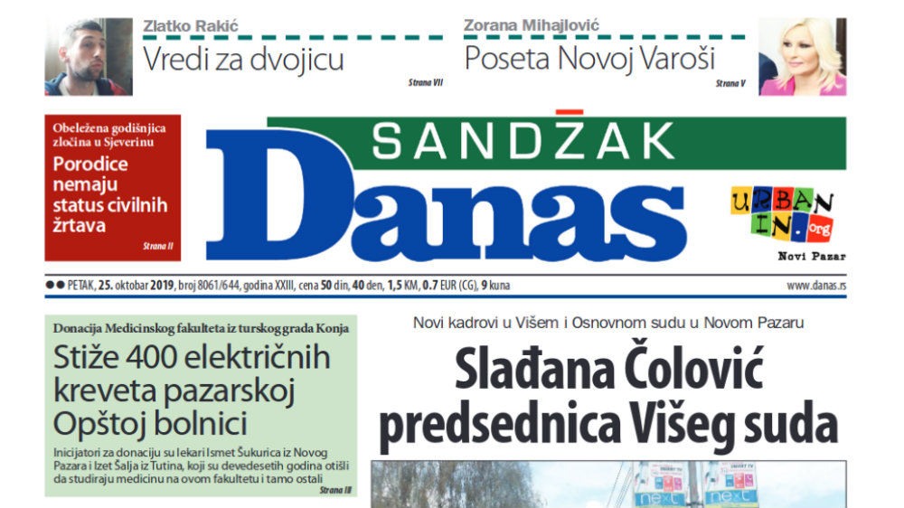 Sandžak Danas -25. oktobar 2019. 1 Sandžak Danas -25. oktobar 2019. 1