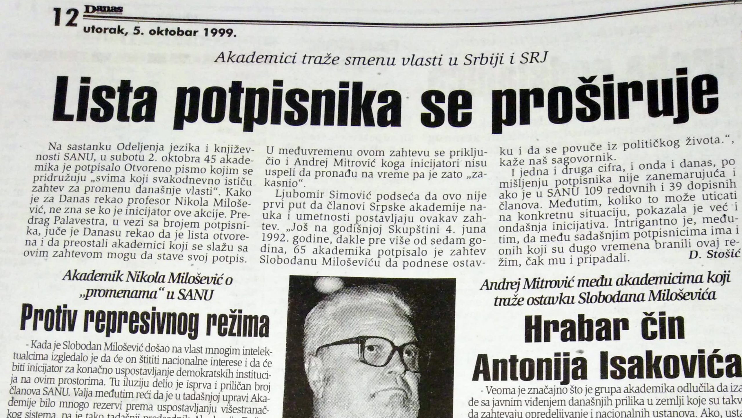 Kako su akademici pre 20 godina tražili smenu vlasti u Srbiji i SRJ? 1