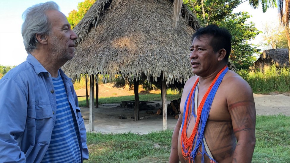 Dr Mark Plotkin with a chief from the Sikiyana tribe on the Brazil-Suriname border