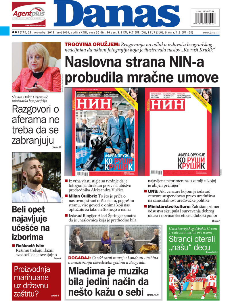 Naslovna za 29. novembar 2019. 1