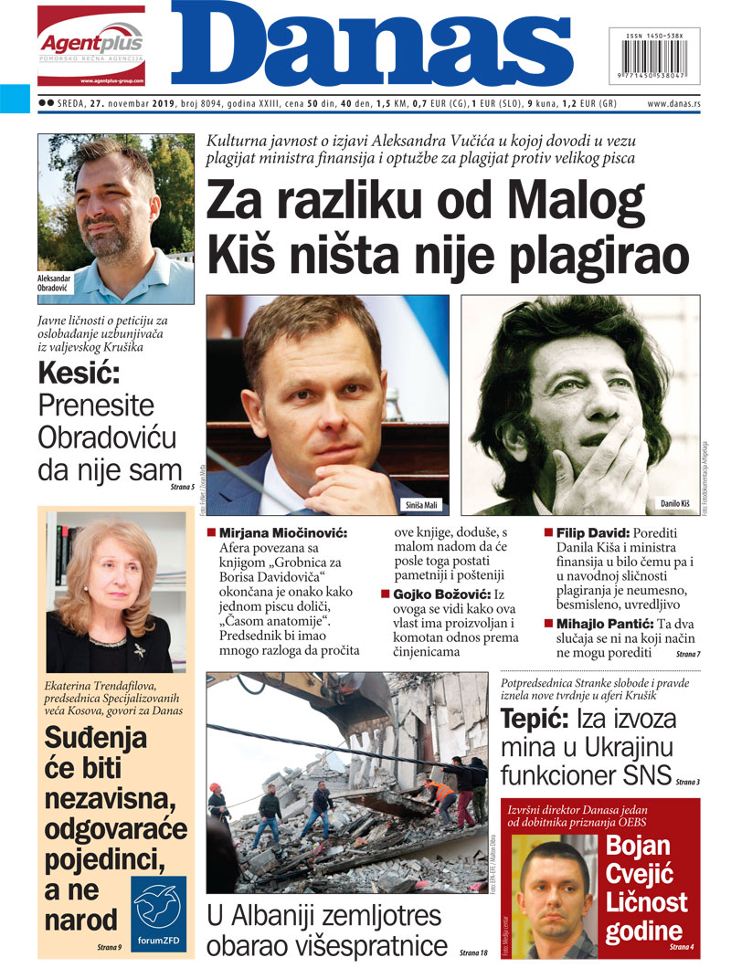 Naslovna za 27. novembar 2019. 1