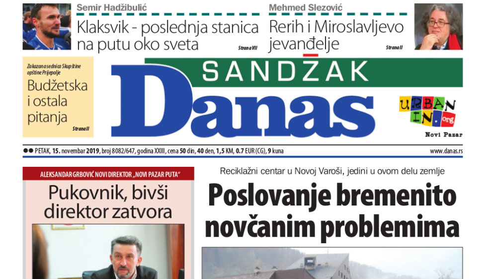 Sandžak Danas -15. novembar 2019. 1