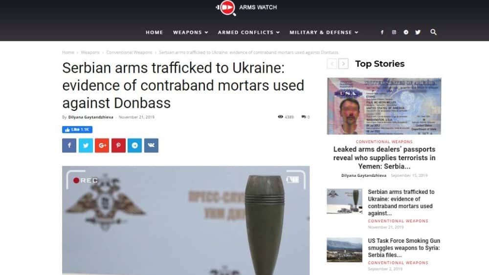 Arms voč: Minobacačke mine iz Krušika korišćene protiv proruskih snaga u Donbasu 1