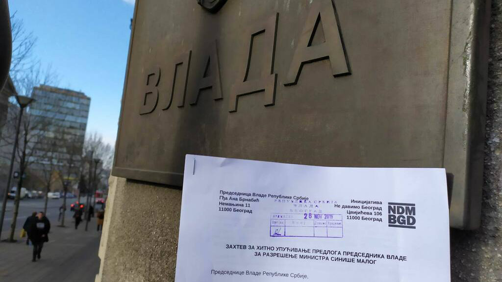 Inicijativa Ne davimo Beograd predala zahtev Vladi za razrešenje Siniše Malog 1