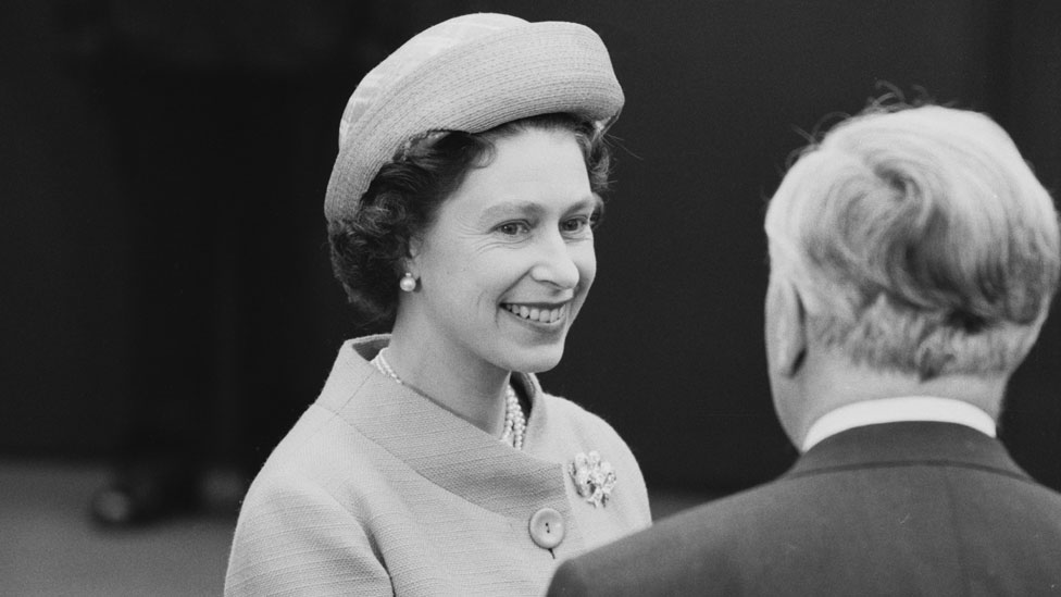 Harold Wilson meets the Queen at Waterloo station in 1965