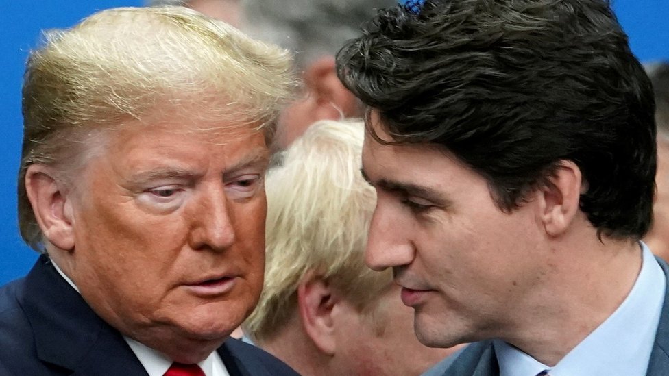Trump and Trudeau at Nato summit in Watford